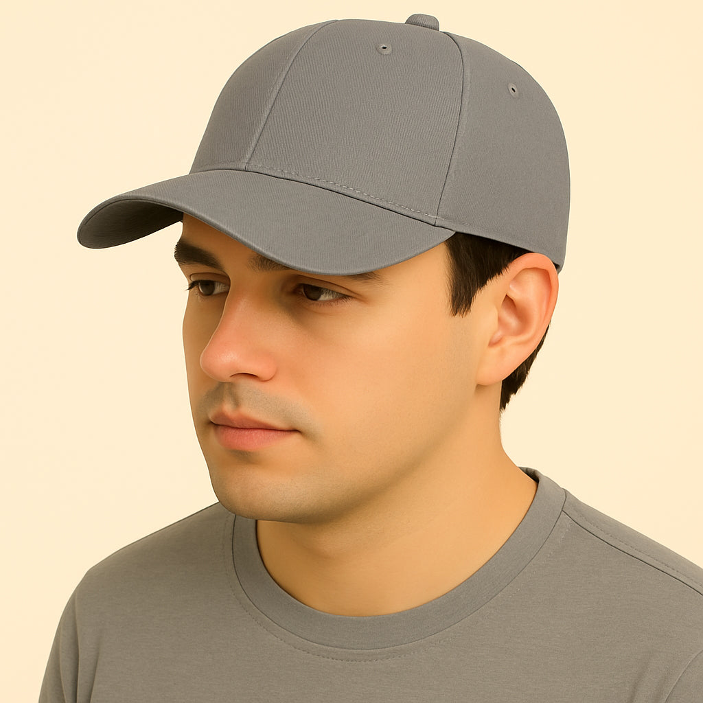 Casual Cotton Baseball Cap - Men's Adjustable, Breathable, Classic Style - Grey