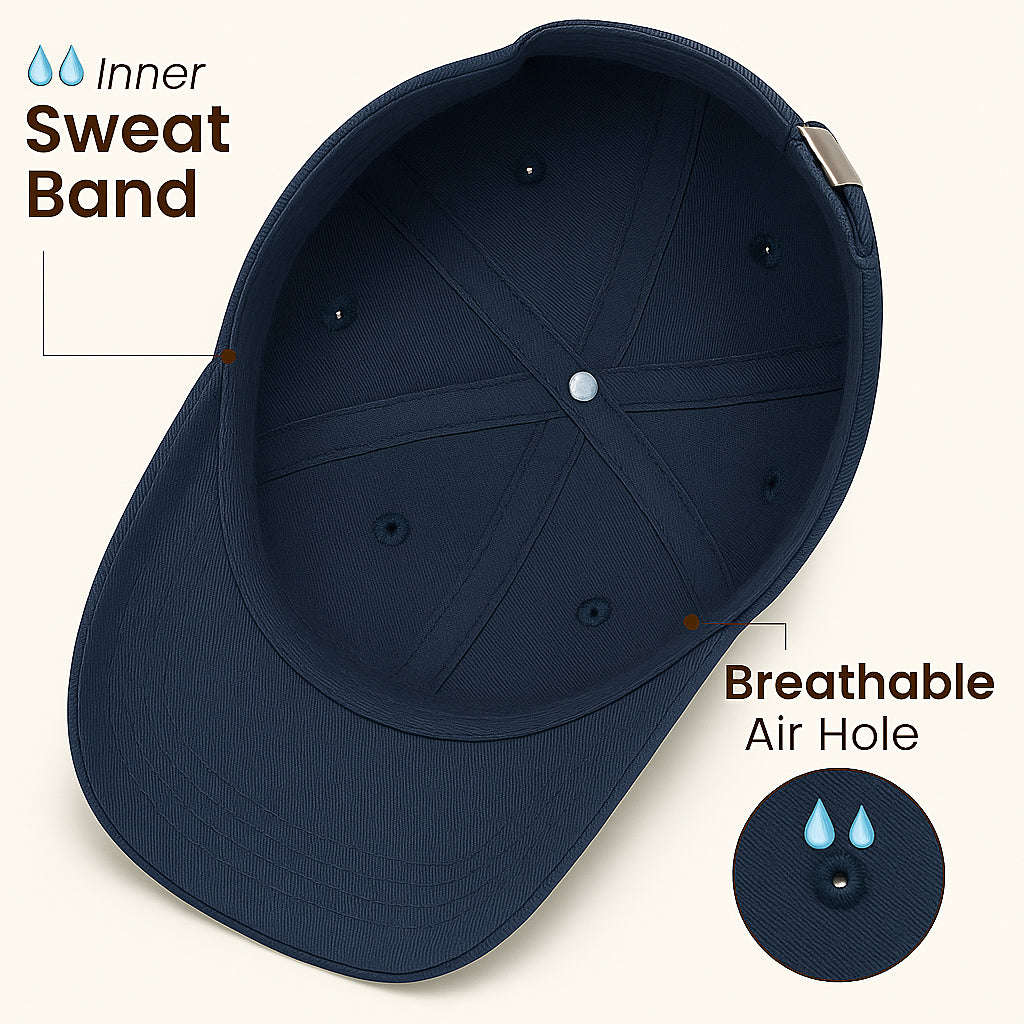Casual Cotton Baseball Cap - Men's Adjustable, Breathable, Classic Style - Navy