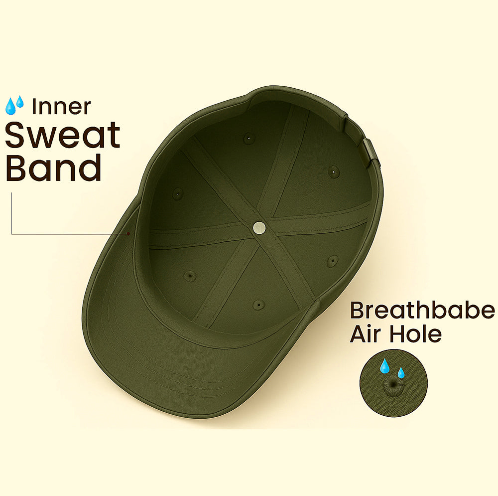 Casual Cotton Baseball Cap - Men's Adjustable, Breathable, Classic Style - Olive