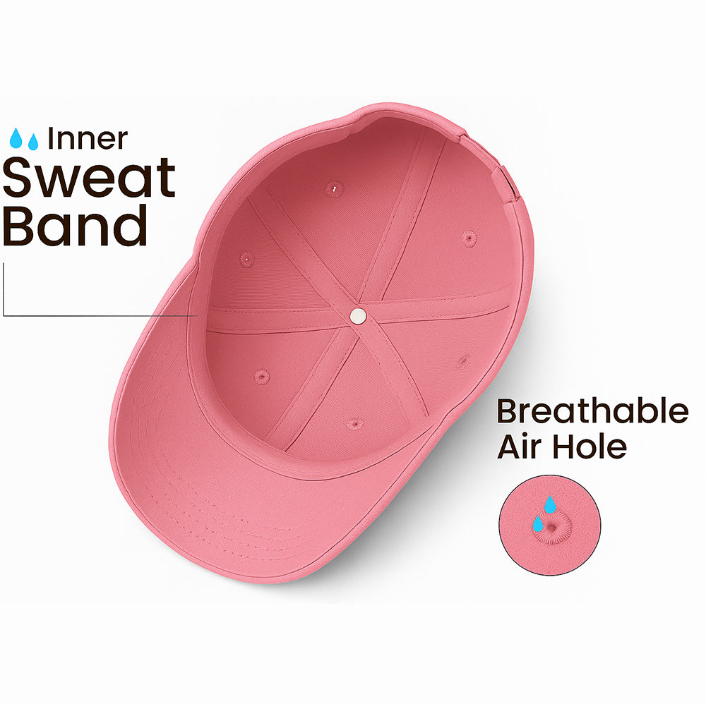 Casual Cotton Baseball Cap - Men's Adjustable, Breathable, Classic Style- Pink