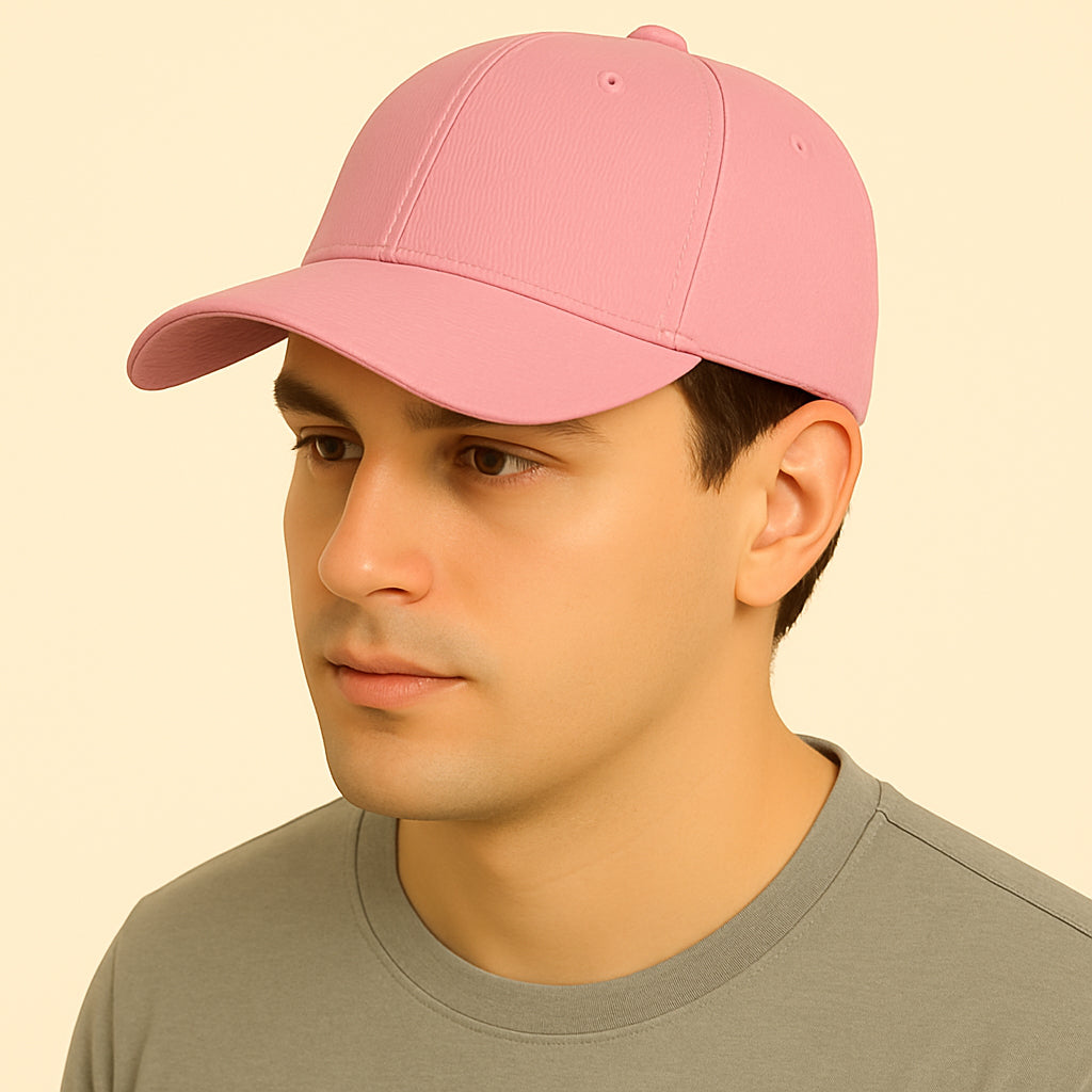 Casual Cotton Baseball Cap - Men's Adjustable, Breathable, Classic Style- Pink