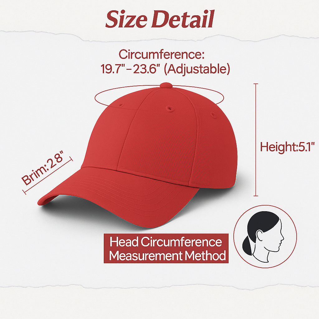 Casual Cotton Baseball Cap - Men's Adjustable, Breathable, Classic Style - Red