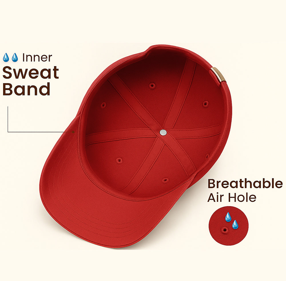 Casual Cotton Baseball Cap - Men's Adjustable, Breathable, Classic Style - Red