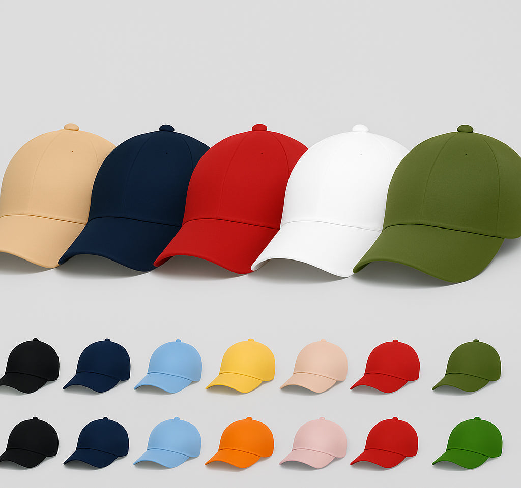 Cotton Baseball Cap - Pack of 5 For Men - Beige, Navy, Red, White, Olive