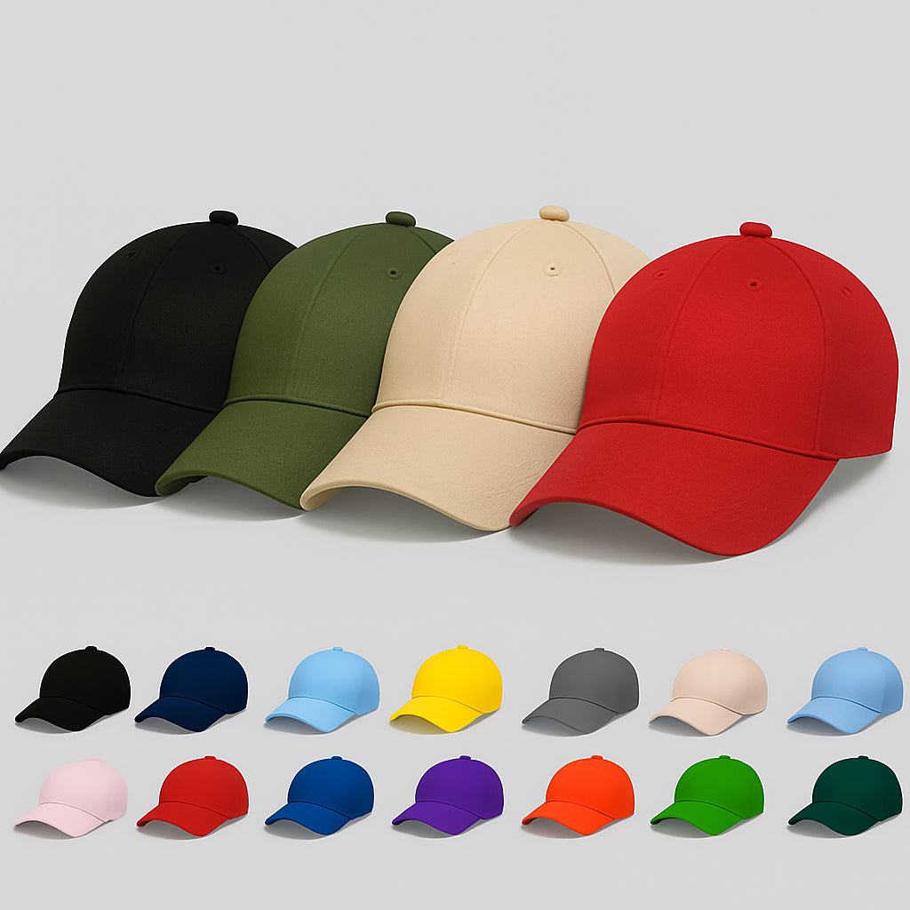Pack of 4 - Classic men Adjustable Baseball Caps - Black, Olive, Beige, Red