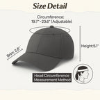 Men'sBaseball Cap Pack of 2 - Lightweight Adjustable Cotton Hats (Grey Black)