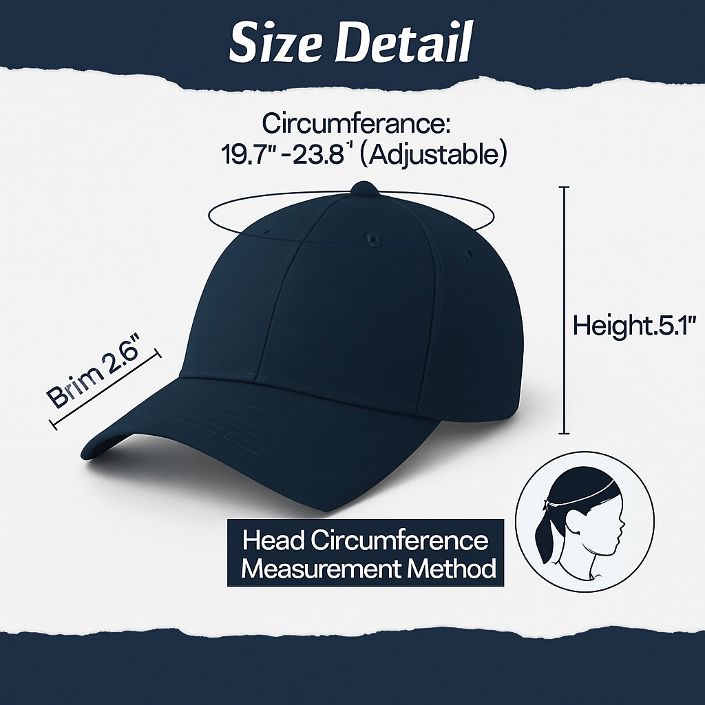 Men's Baseball Cap Pack of 2 - Lightweight Adjustable Cotton Hats - Navy, Grey