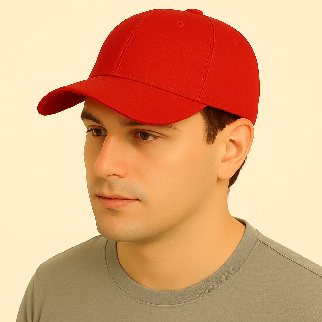 Men'sBaseball Cap Pack of 2 - Lightweight Adjustable Cotton Hats (Red Black)