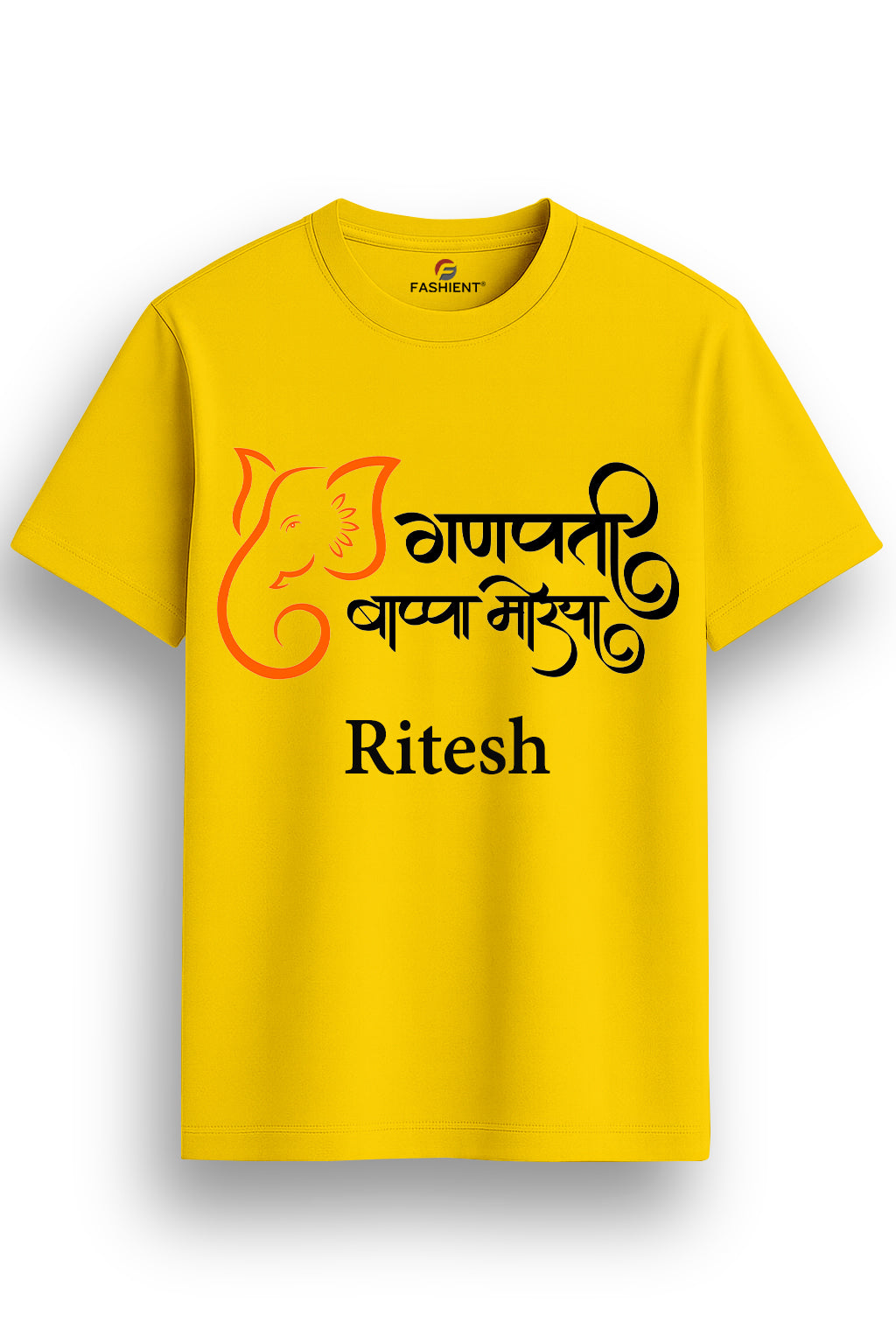 Men’s Custom Ganesha T-Shirt – Personalized Ganpati Name & Text Printed T-Shirt for Ganesh Chaturthi