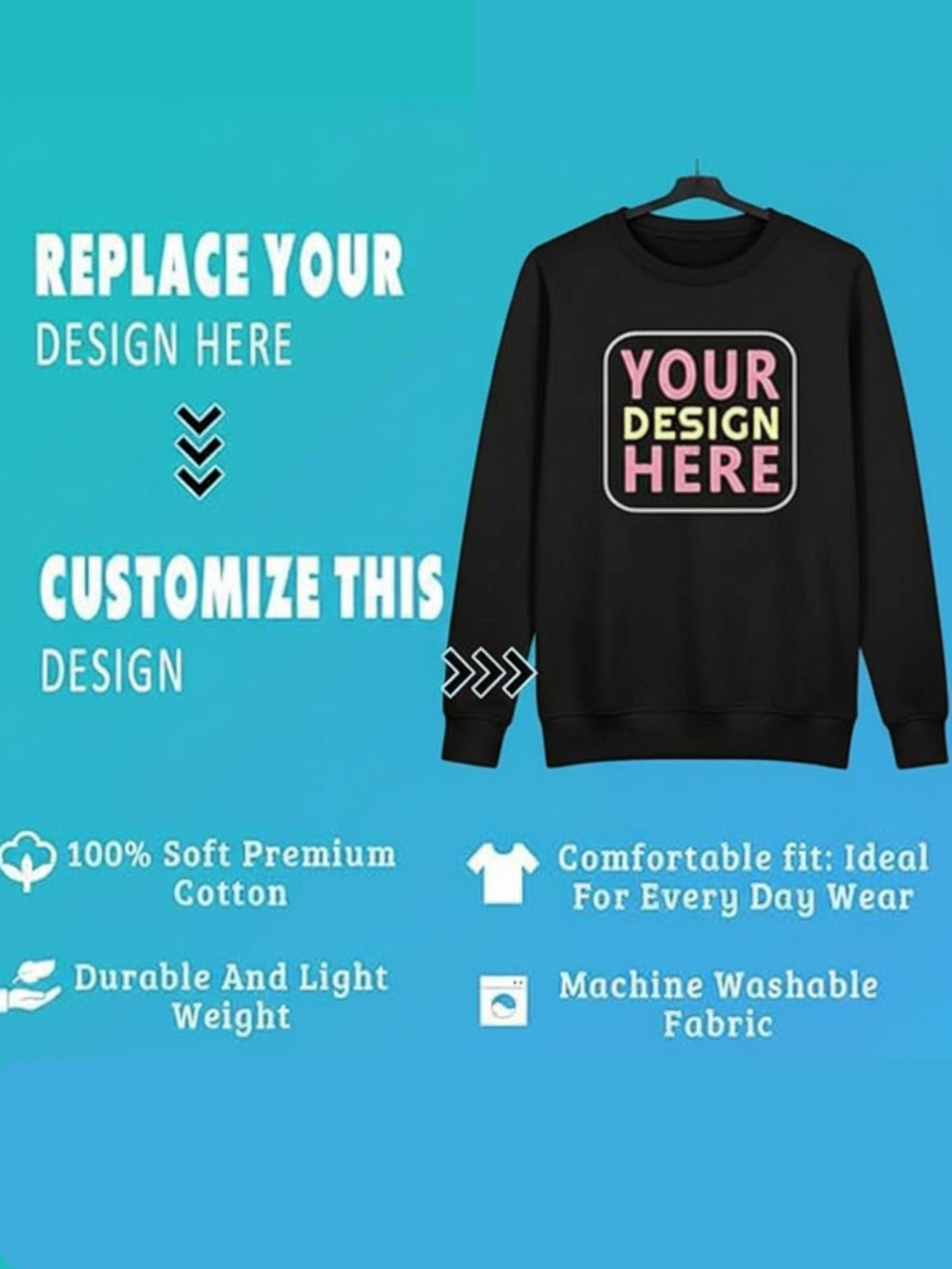 Custom Sweatshirt for Unisex with Design Your Photo, Text, Company Name, Logo