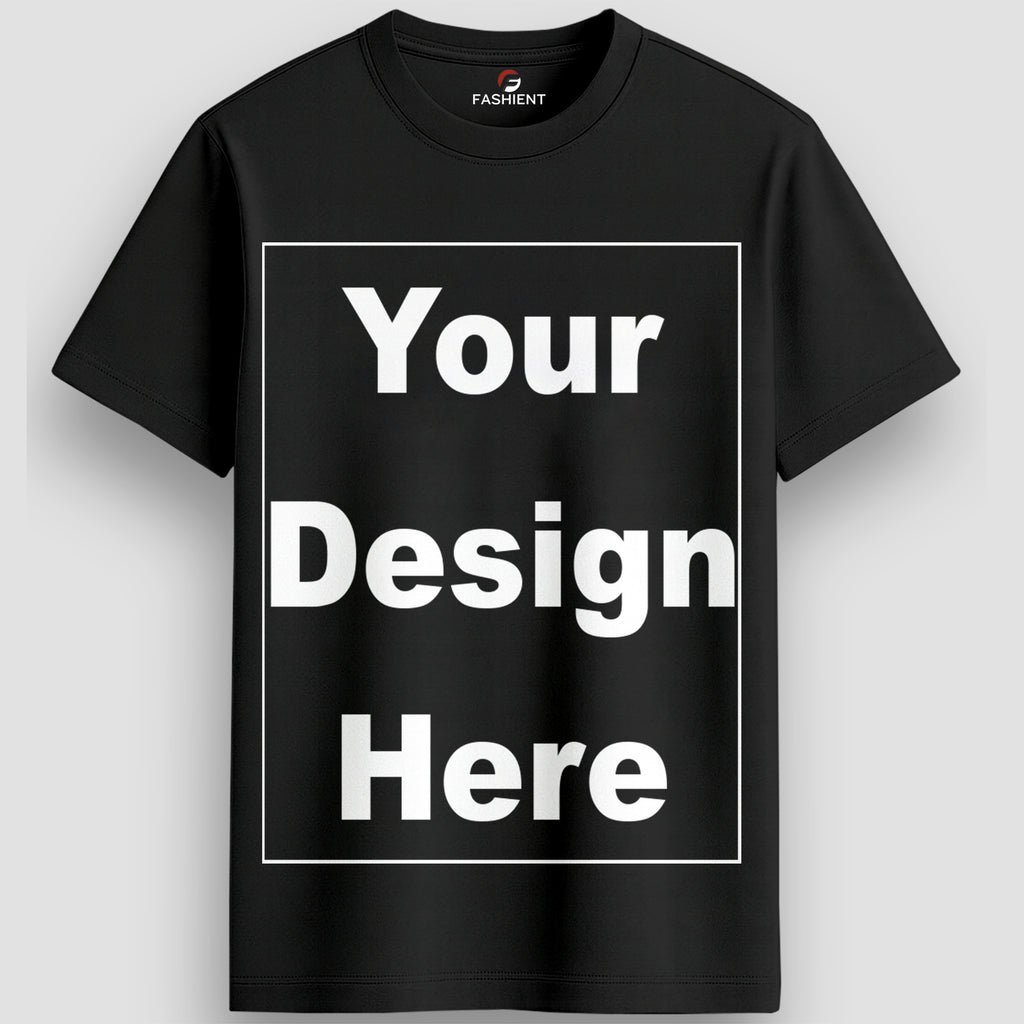 Mens Personalized Round Neck T-Shirt with Design Your Photo, Text, Company Name, Logo