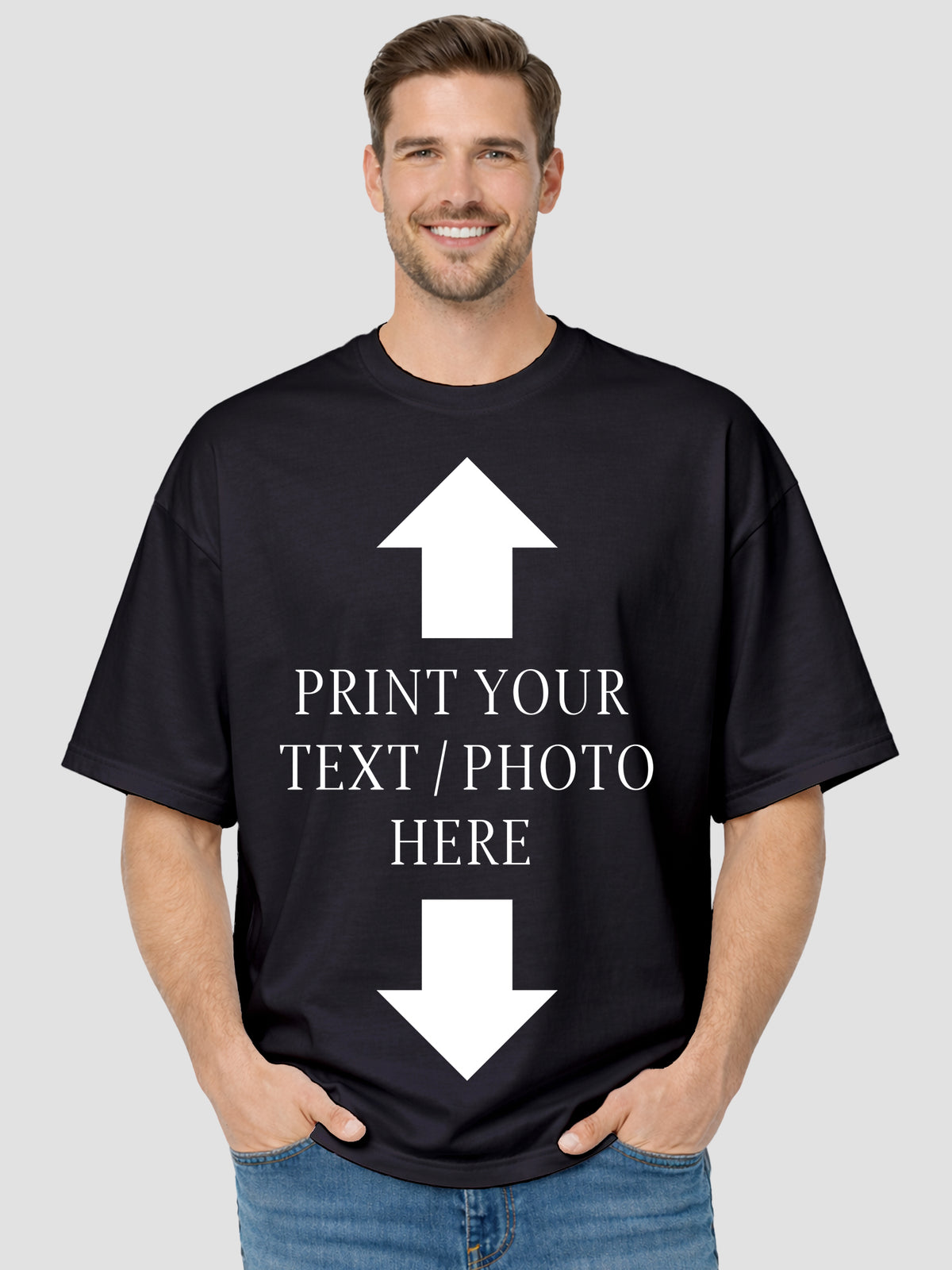 Men's Custom Oversized T-Shirt – Personalized Photo, Logo & Text Print