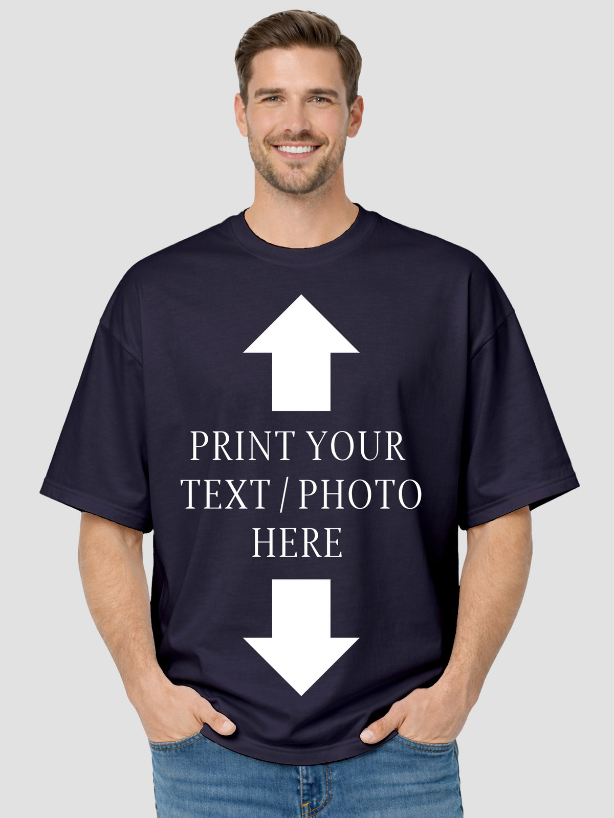 Men's Custom Oversized T-Shirt – Personalized Photo, Logo & Text Print