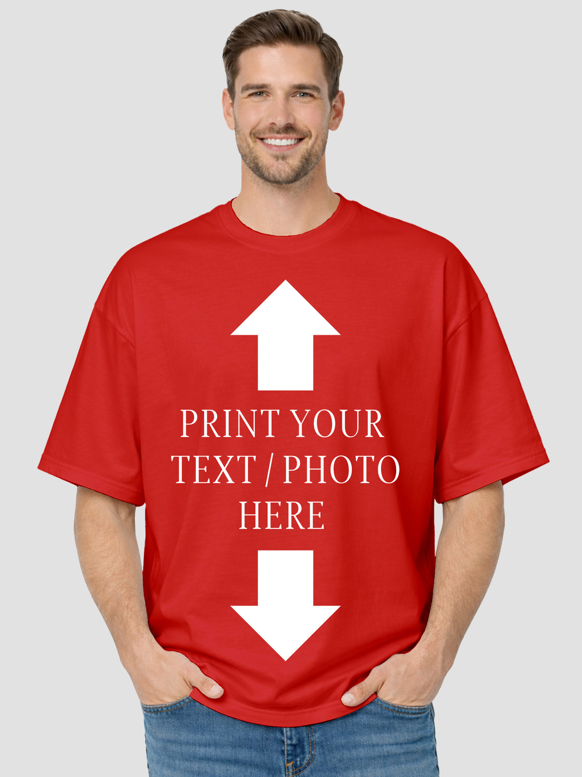 Men's Custom Oversized T-Shirt – Personalized Photo, Logo & Text Print
