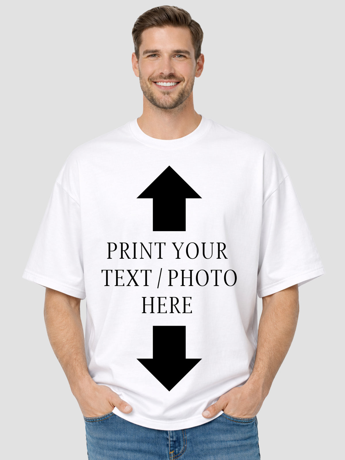 Men's Custom Oversized T-Shirt – Personalized Photo, Logo & Text Print