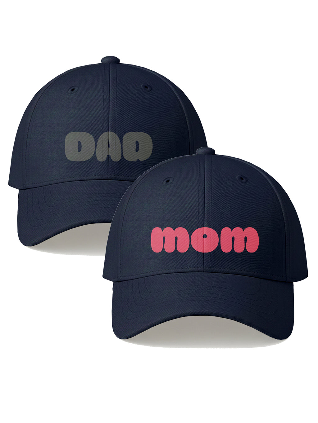 Mom Dad Printed Caps Combo Adjustable Unisex Baseball Caps for Daily Wear