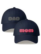 Mom Dad Printed Caps Combo Adjustable Unisex Baseball Caps for Daily Wear