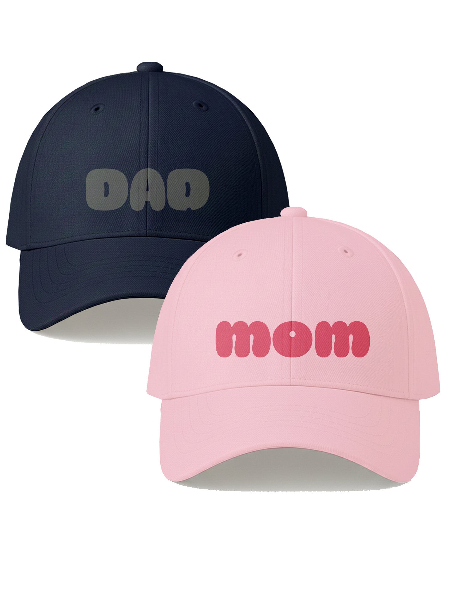 Mom Dad Printed Caps Combo Adjustable Unisex Baseball Caps for Daily Wear