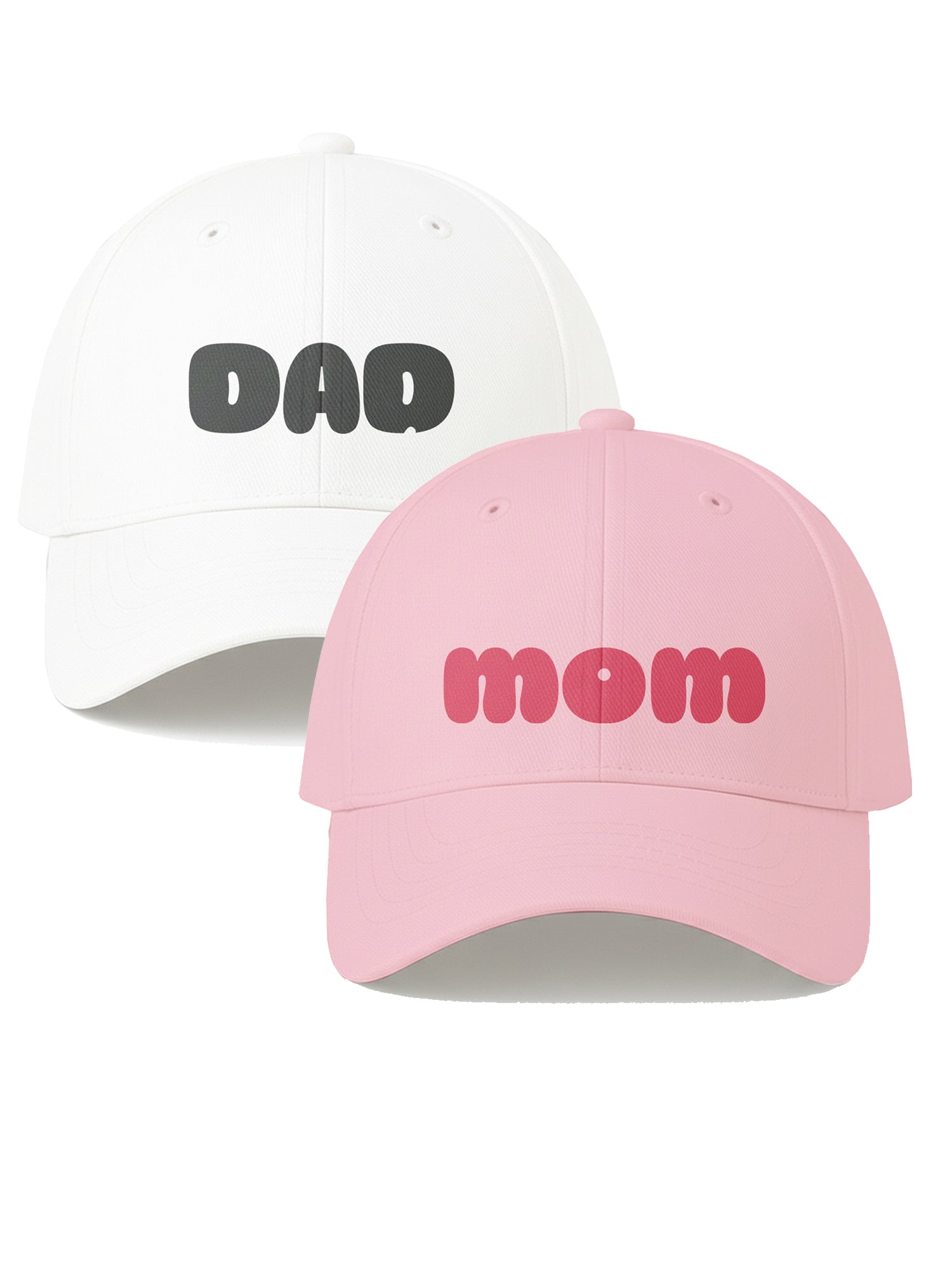 Mom Dad Printed Caps Combo Adjustable Unisex Baseball Caps for Daily Wear