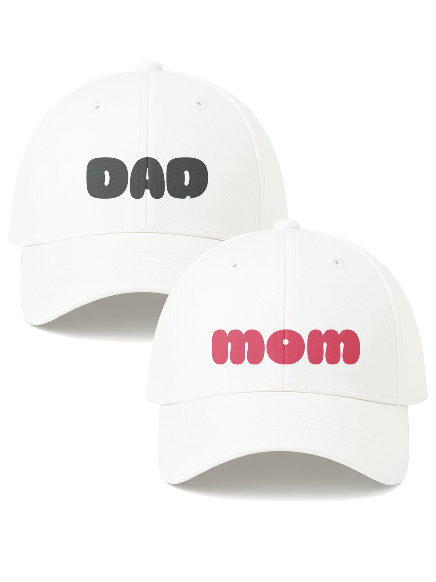 Mom Dad Printed Caps Combo Adjustable Unisex Baseball Caps for Daily Wear