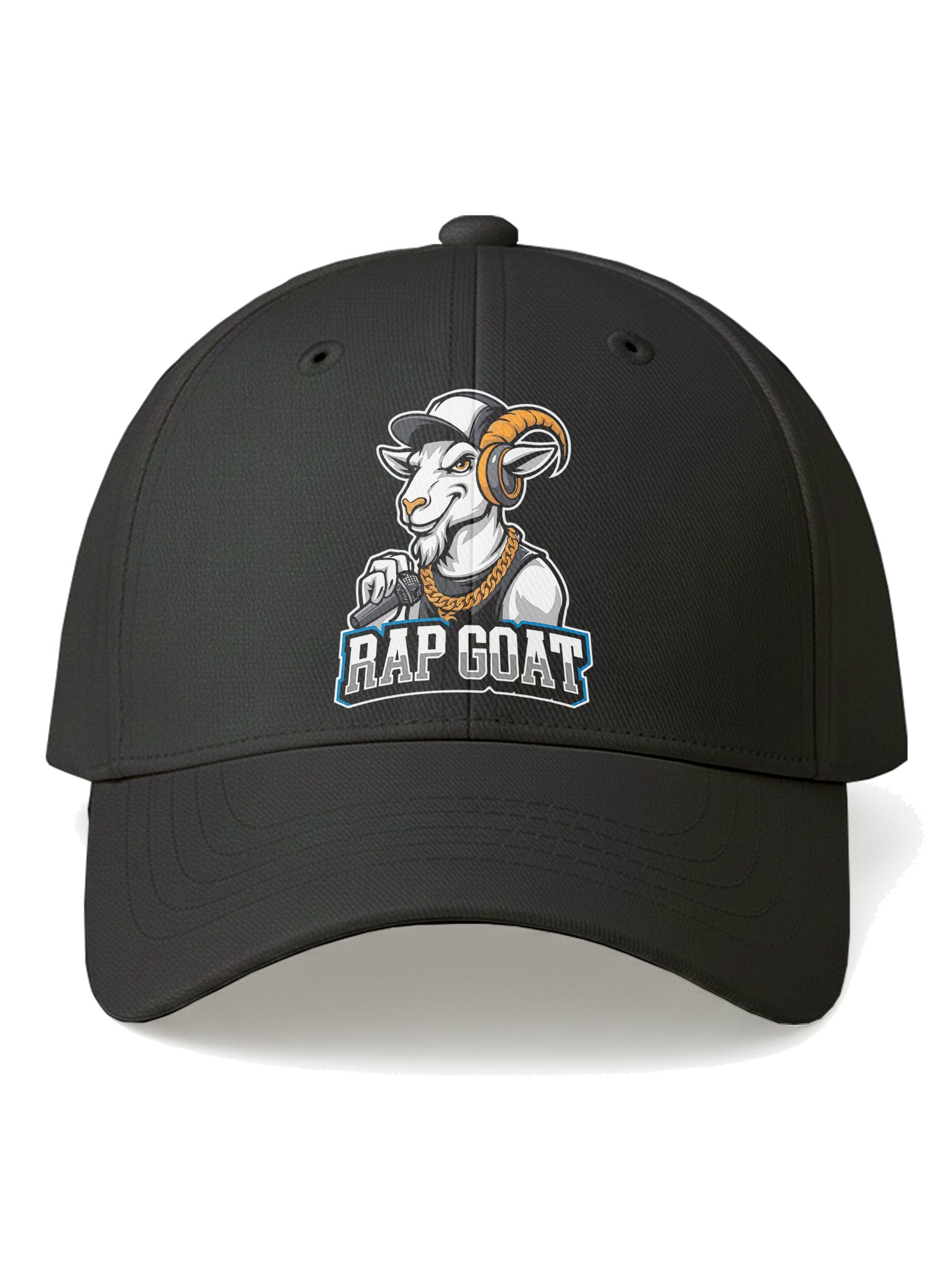 Rap Goat Printed Black Baseball Cap for Men & Women Adjustable Unisex Hip Hop Style Cap Casual Streetwear Hat
