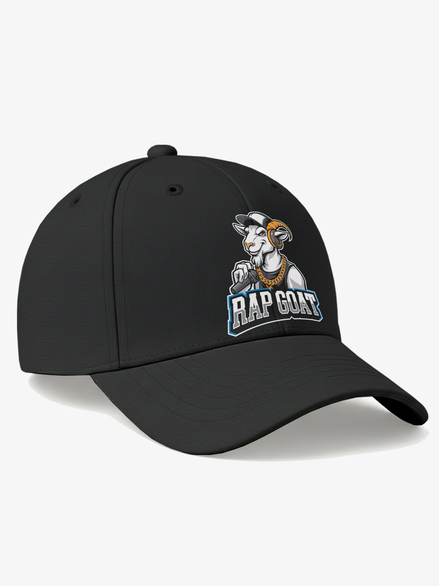 Rap Goat Printed Black Baseball Cap for Men & Women Adjustable Unisex Hip Hop Style Cap Casual Streetwear Hat