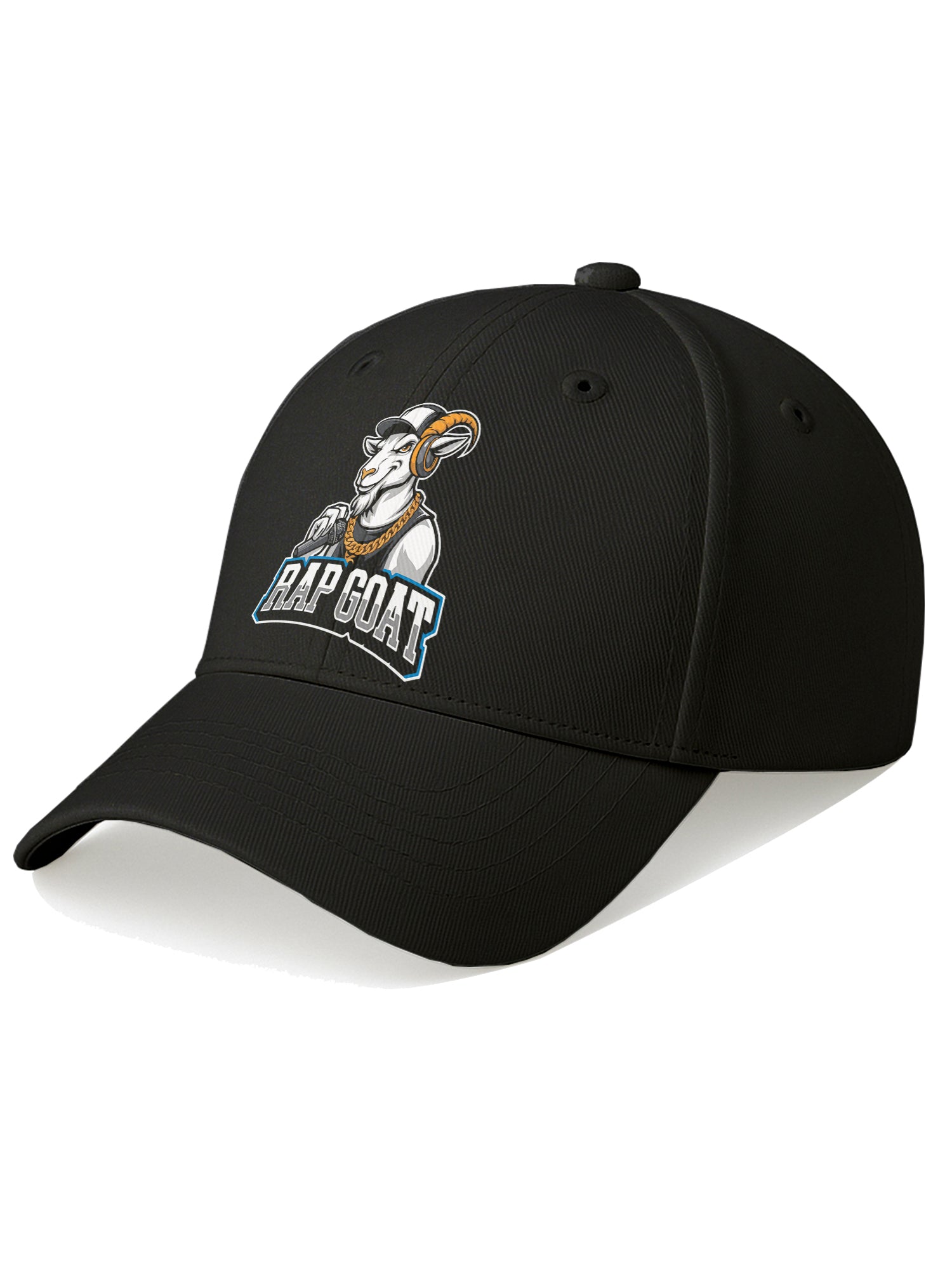 Rap Goat Printed Black Baseball Cap for Men & Women Adjustable Unisex Hip Hop Style Cap Casual Streetwear Hat