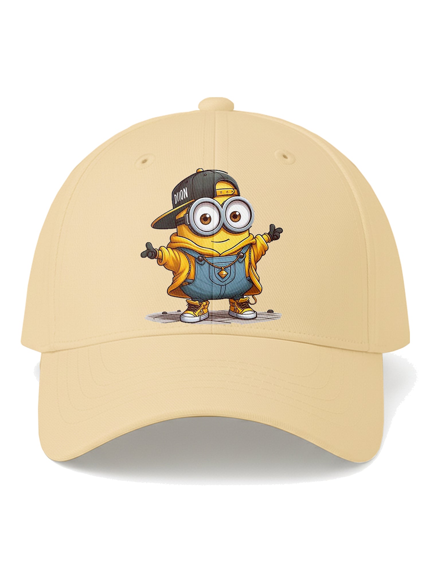 Cartoon Printed Beige Baseball Cap for Men & Women Adjustable Unisex Casual Cap