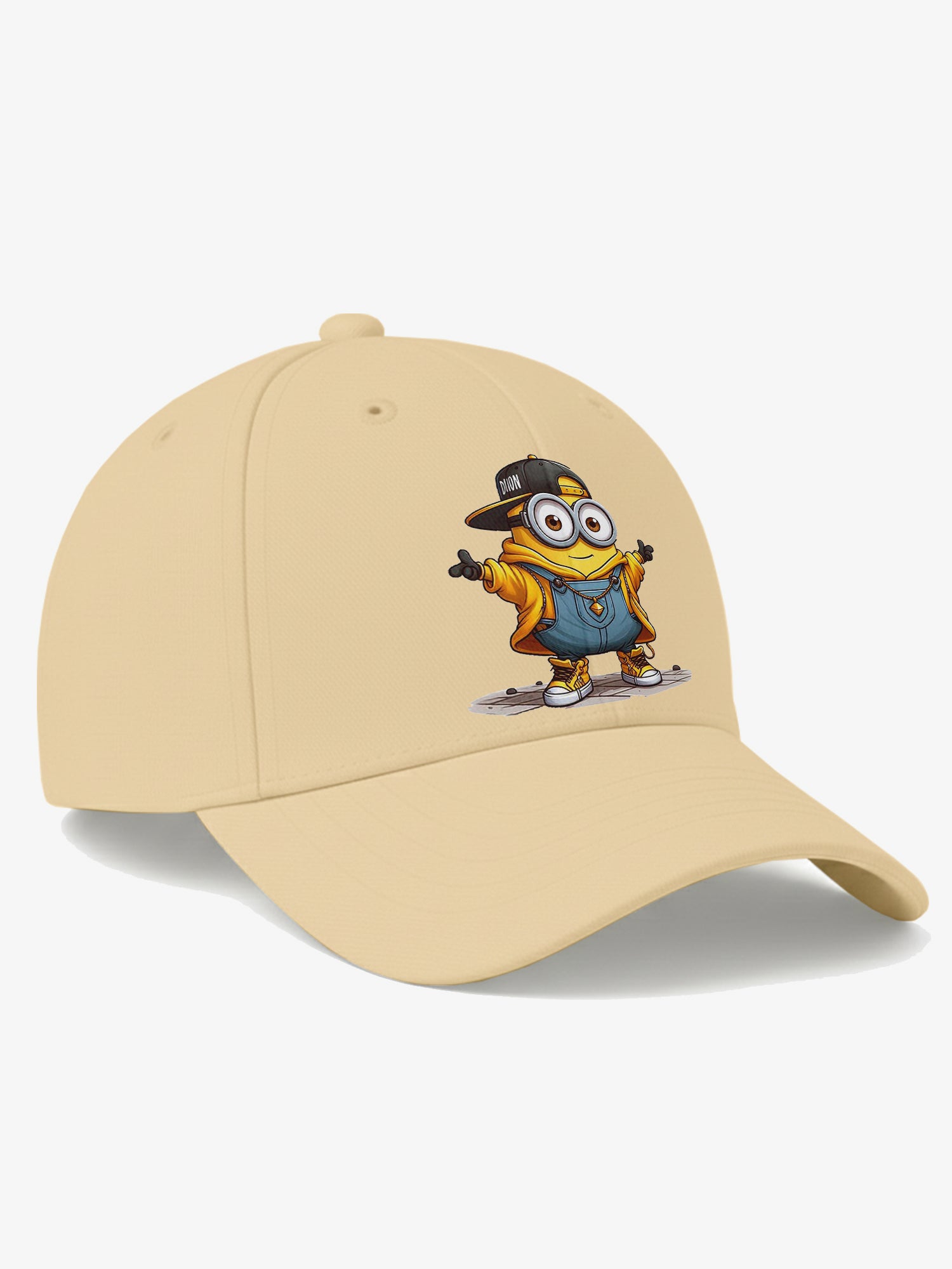 Cartoon Printed Beige Baseball Cap for Men & Women Adjustable Unisex Casual Cap