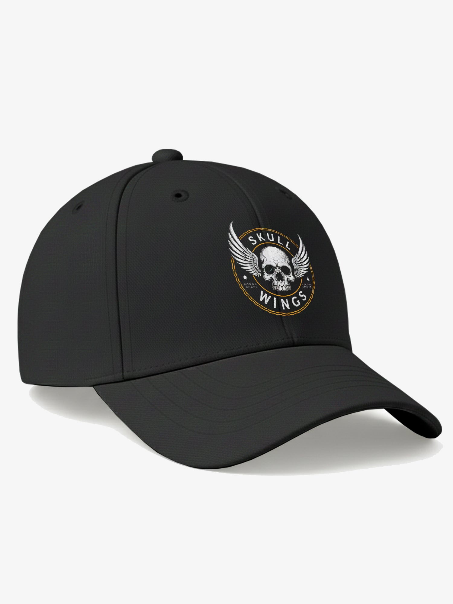 Skull Wings Printed Black Baseball Cap for Men & Women Adjustable Unisex Casual & Streetwear Cap