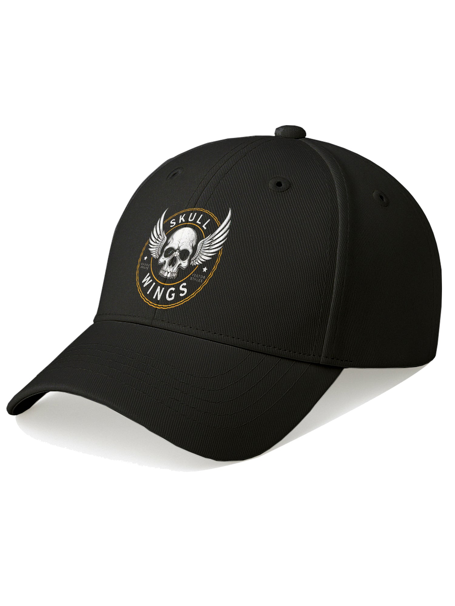Skull Wings Printed Black Baseball Cap for Men & Women Adjustable Unisex Casual & Streetwear Cap