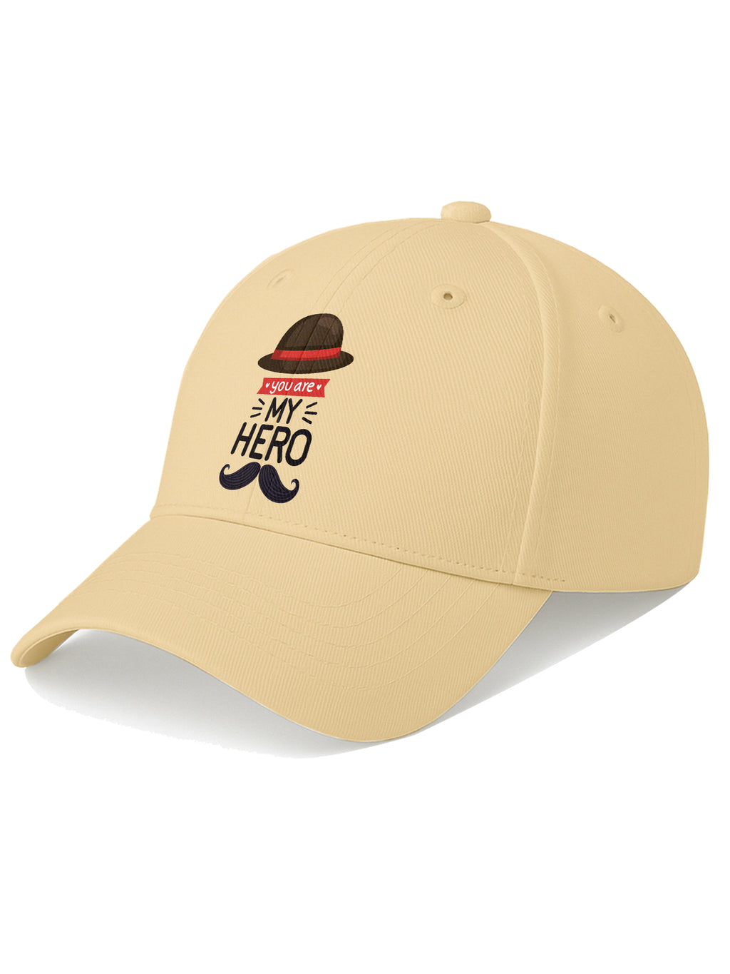 You Are My Hero Printed Beige Baseball Cap Adjustable Unisex Casual Cap