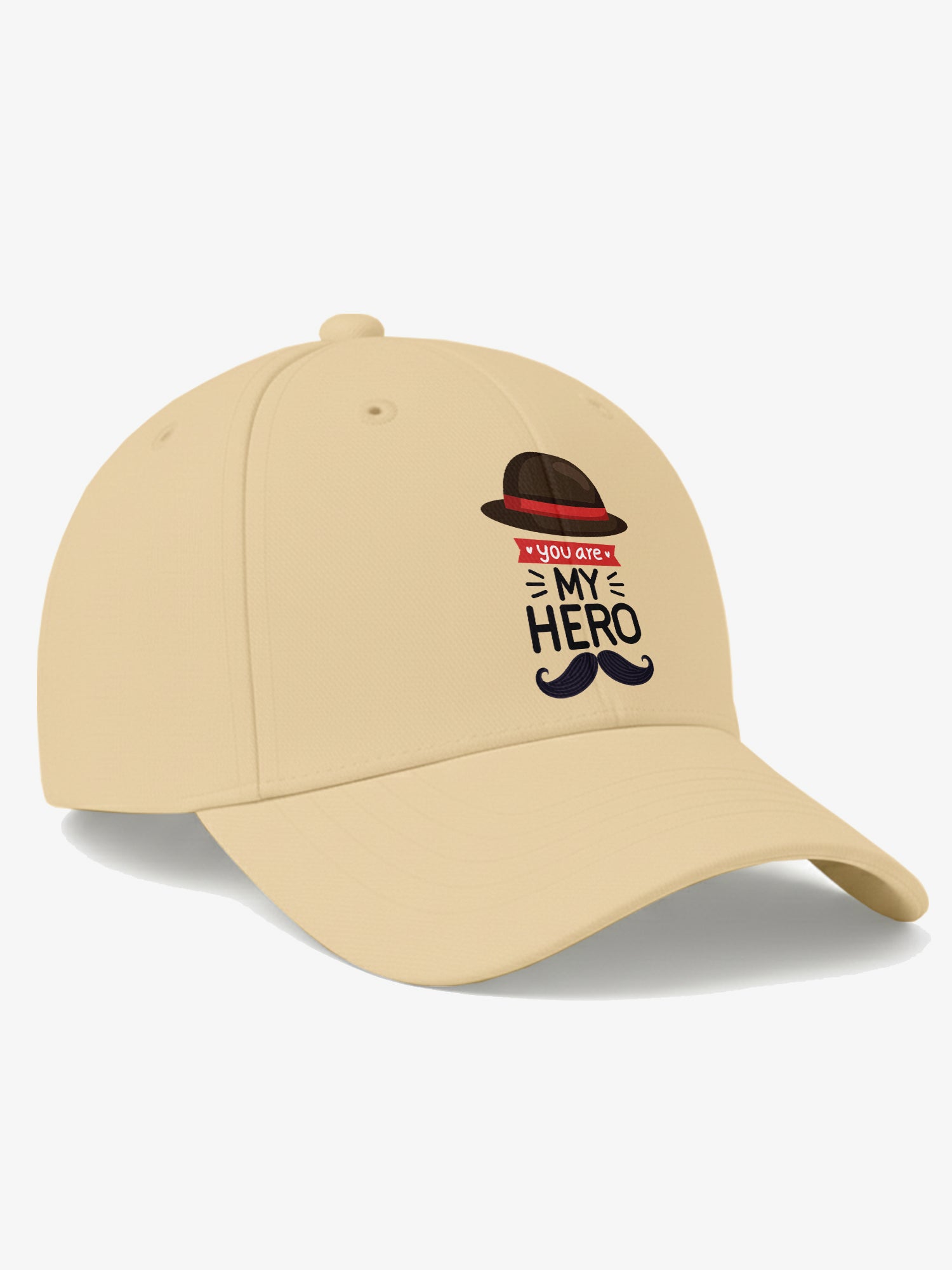 You Are My Hero Printed Beige Baseball Cap Adjustable Unisex Casual Cap