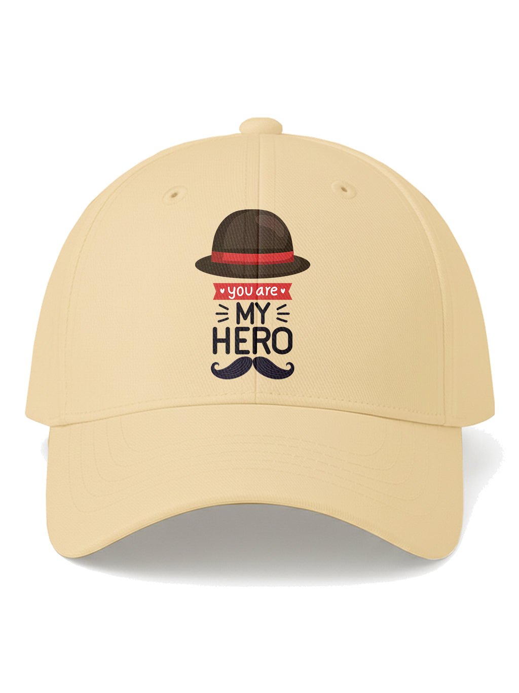 You Are My Hero Printed Beige Baseball Cap Adjustable Unisex Casual Cap