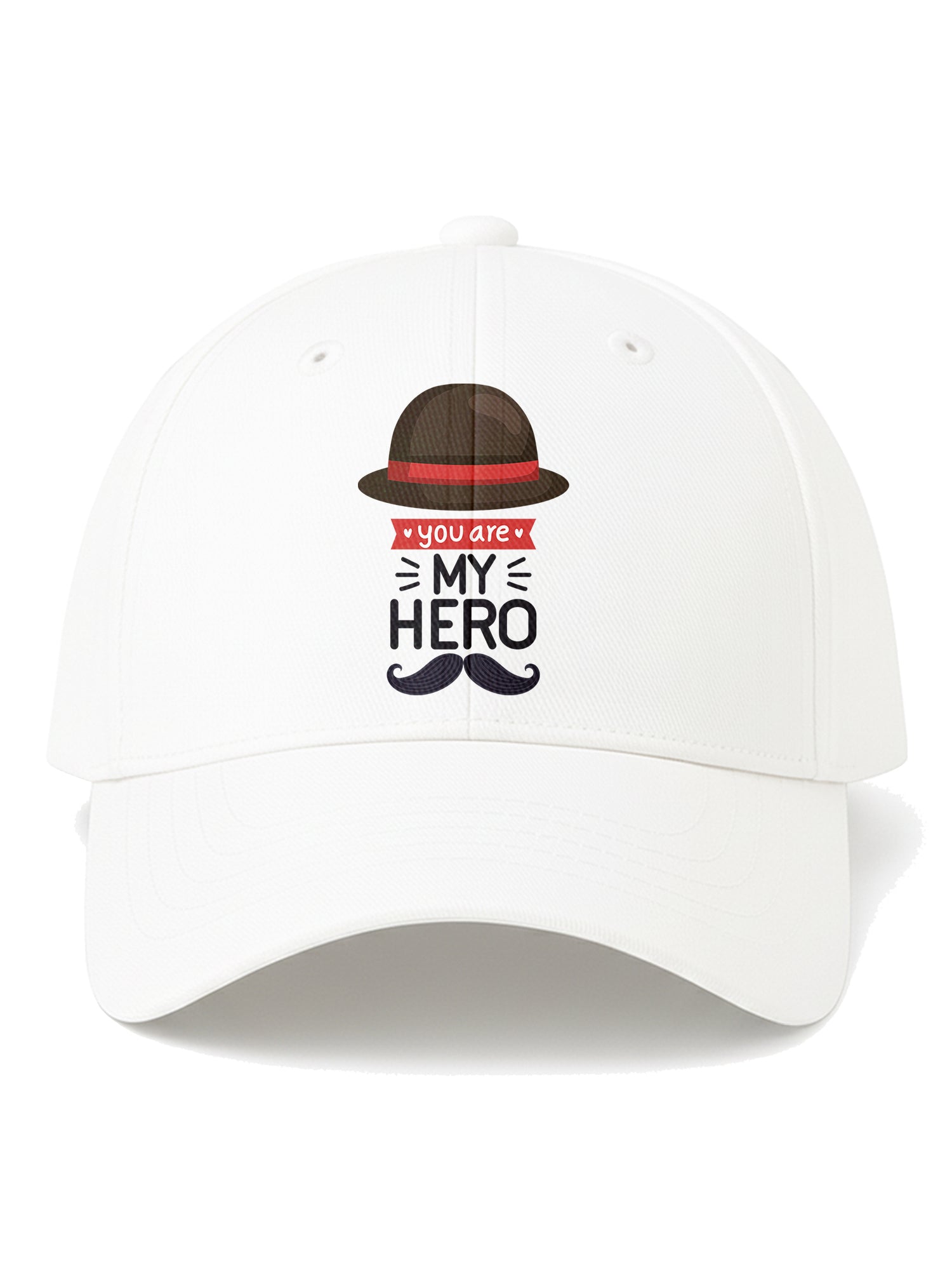 You Are My Hero Printed White Baseball Cap Adjustable Unisex Casual Cap