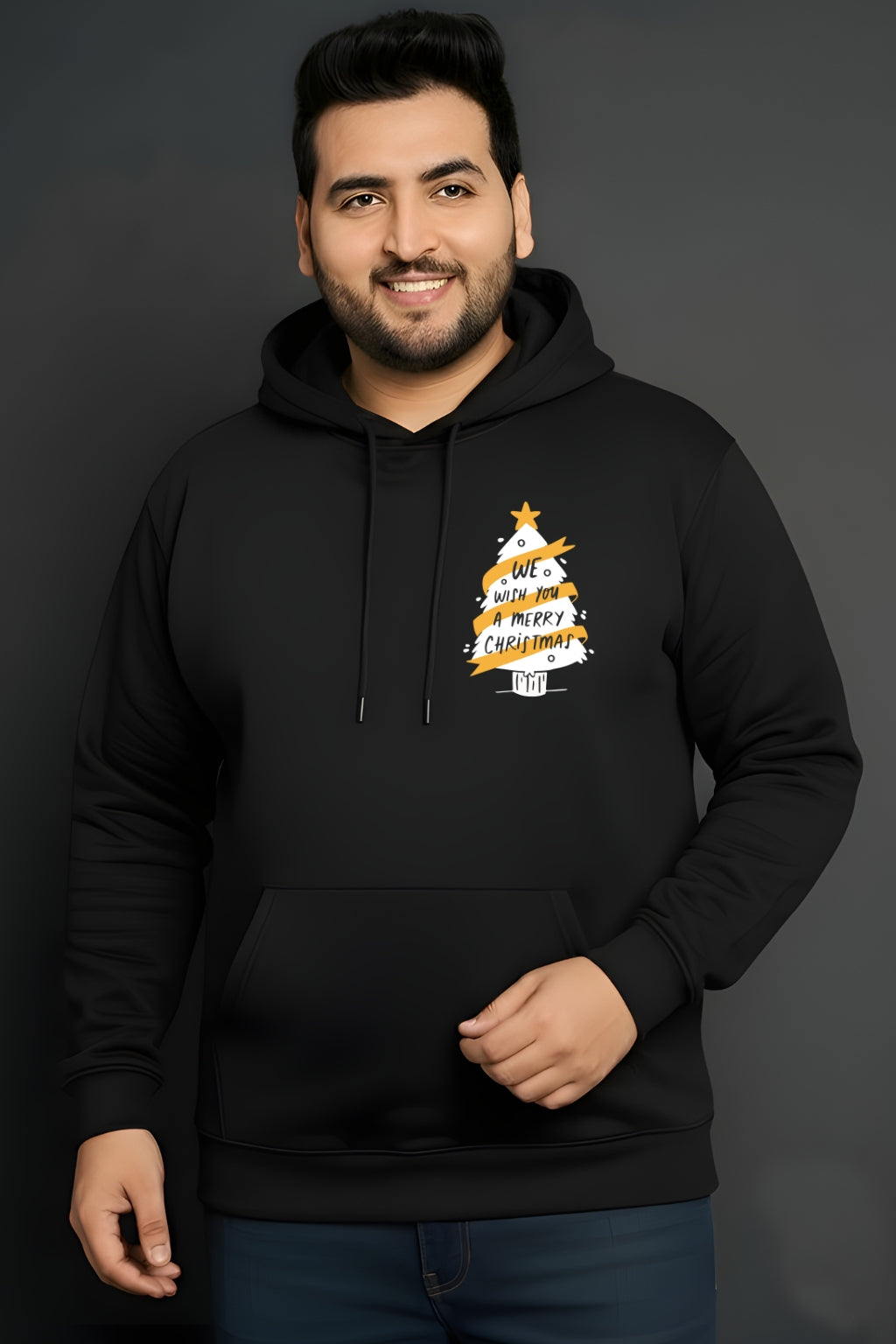 Men’s Christmas Tree Hoodie – “We Wish You a Merry Christmas” Print