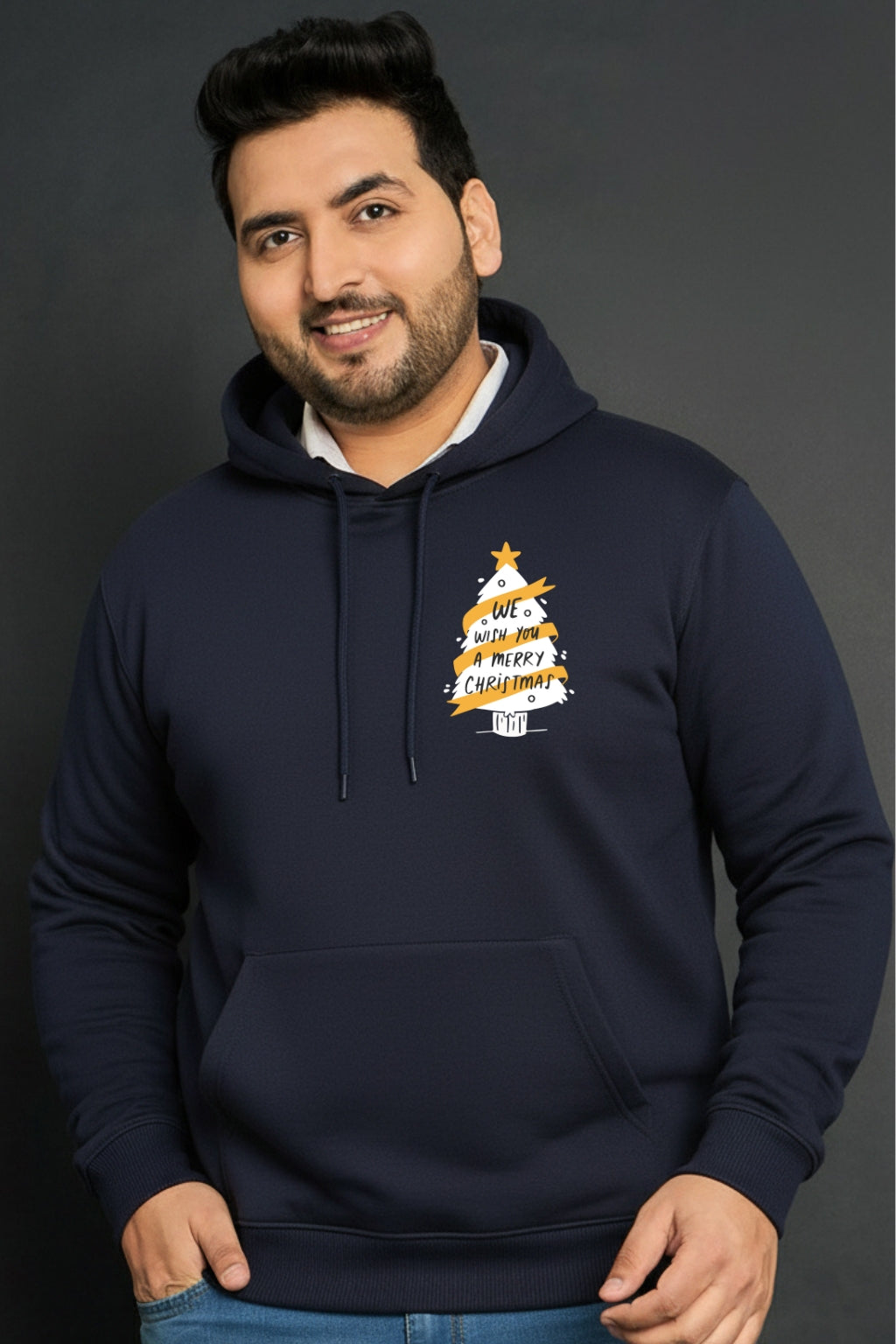 Men’s Christmas Tree Hoodie – “We Wish You a Merry Christmas” Print