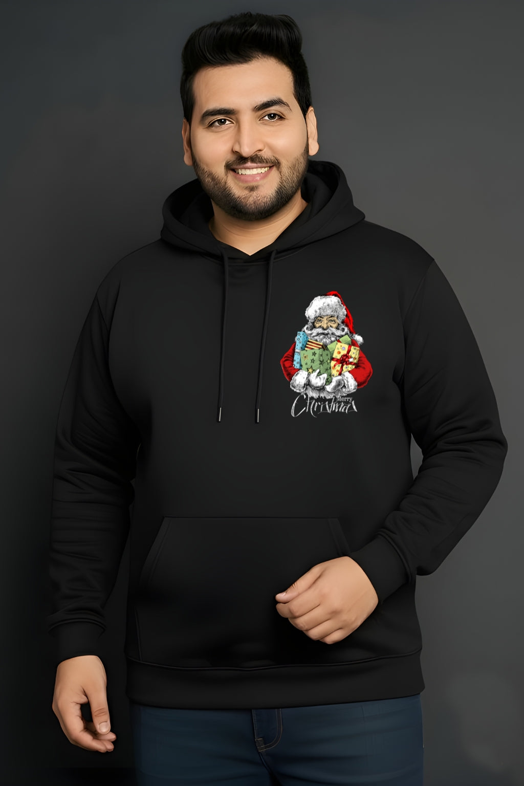 Santa & Merry Christmas Hoodie for Men – Warm Winter Pullover