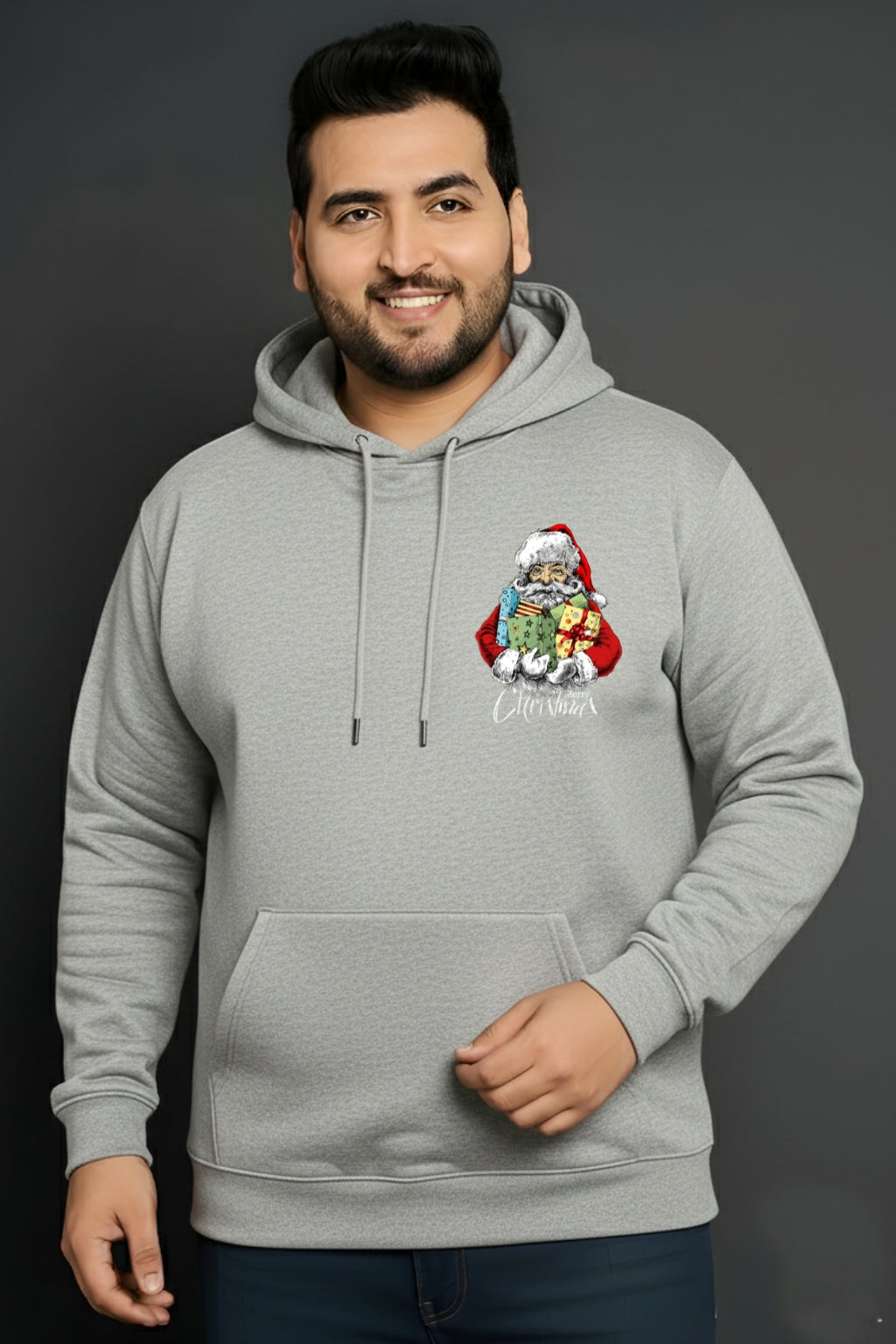 Santa & Merry Christmas Hoodie for Men – Warm Winter Pullover