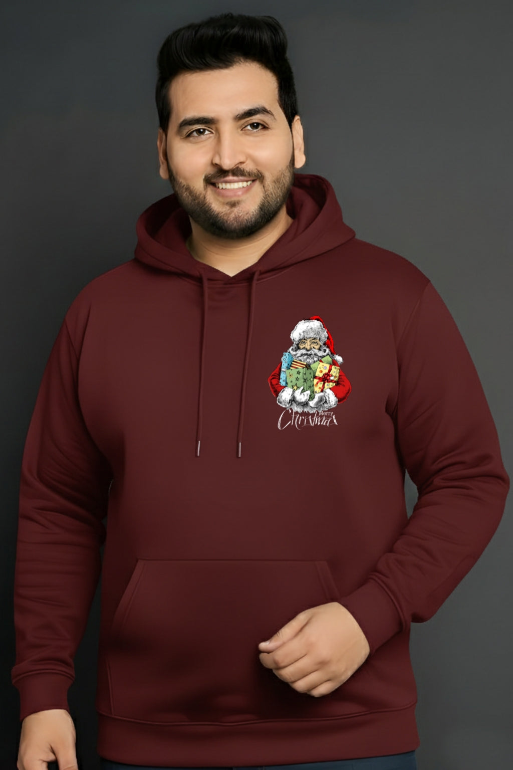 Santa & Merry Christmas Hoodie for Men – Warm Winter Pullover