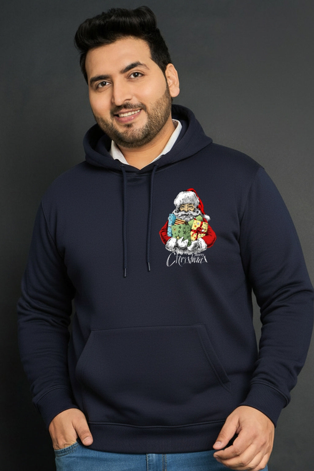 Santa & Merry Christmas Hoodie for Men – Warm Winter Pullover