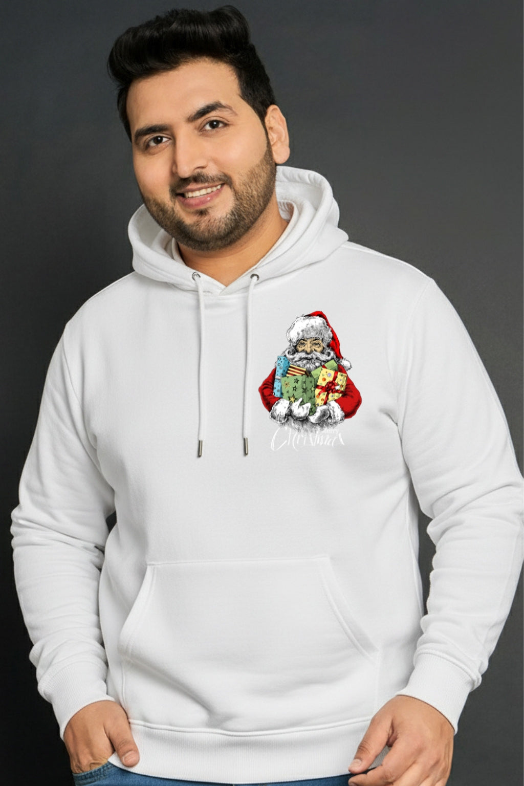 Santa & Merry Christmas Hoodie for Men – Warm Winter Pullover