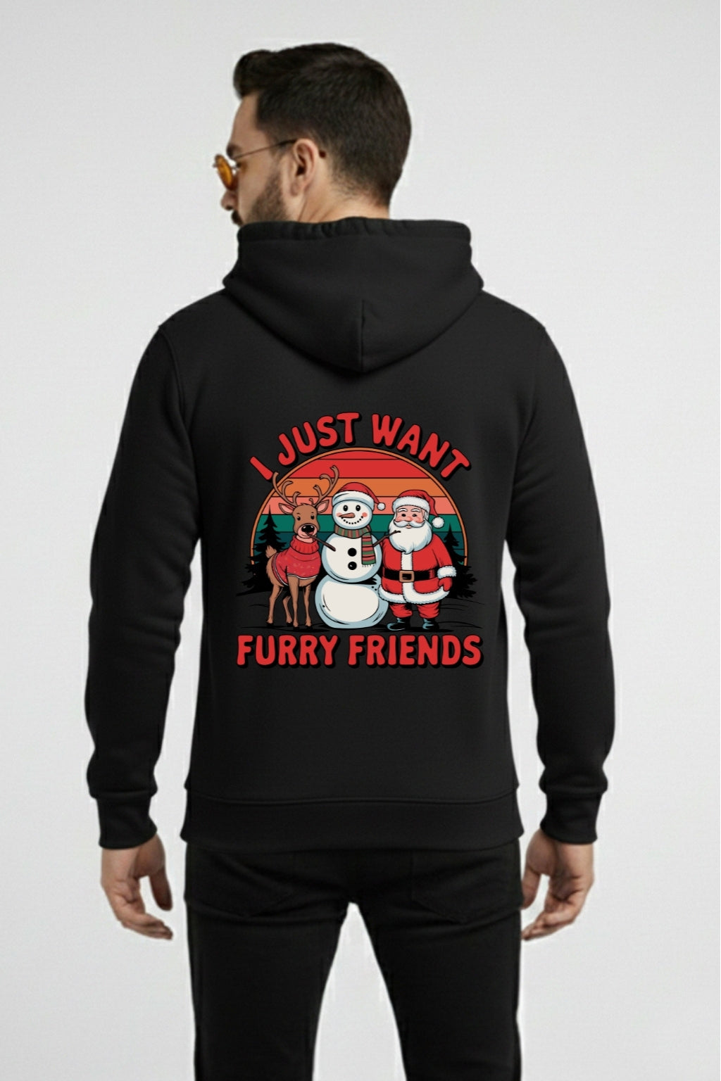 Men’s Christmas “I Just Want Furry Friends” Graphic Hoodie