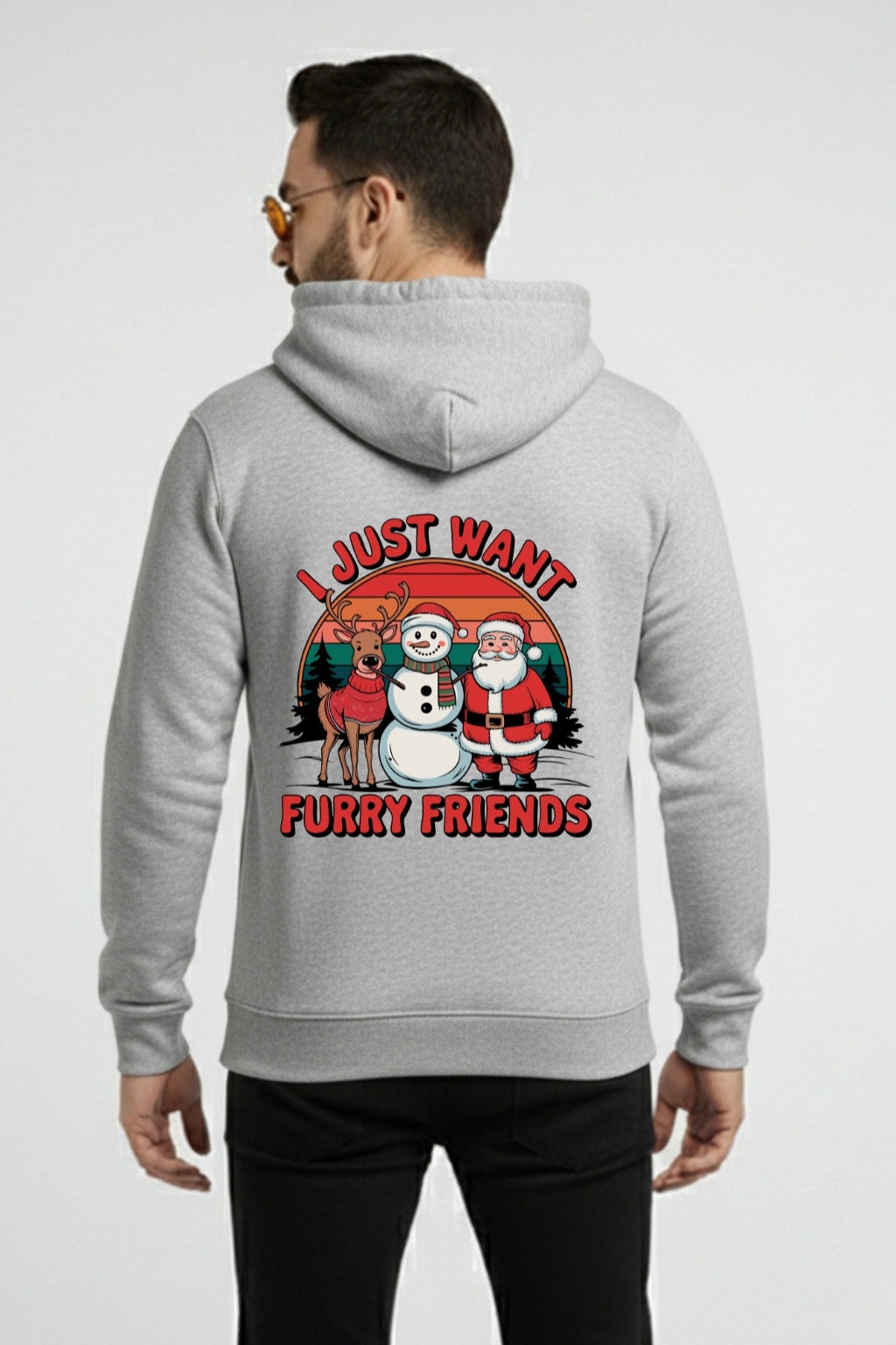 Men’s Christmas “I Just Want Furry Friends” Graphic Hoodie