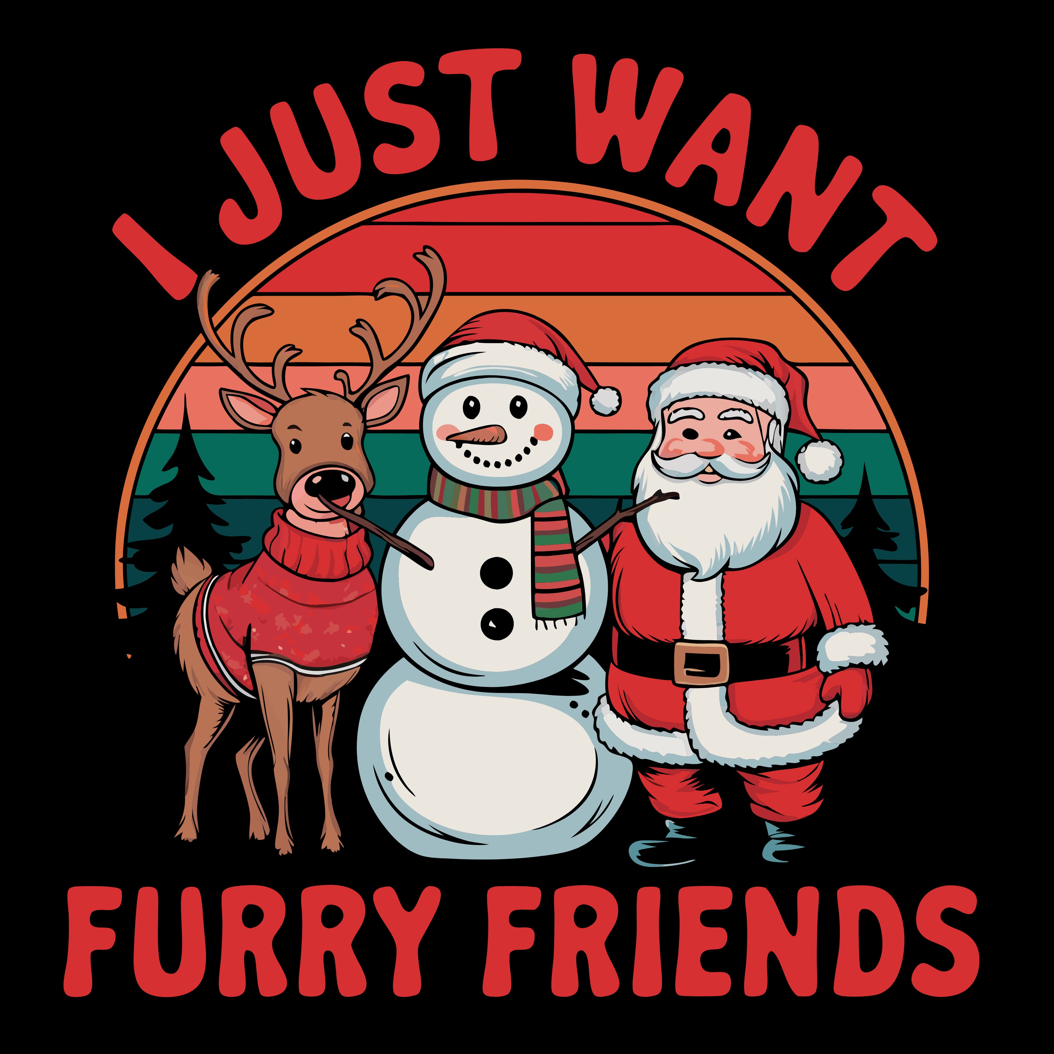 Men’s Christmas “I Just Want Furry Friends” Graphic Hoodie