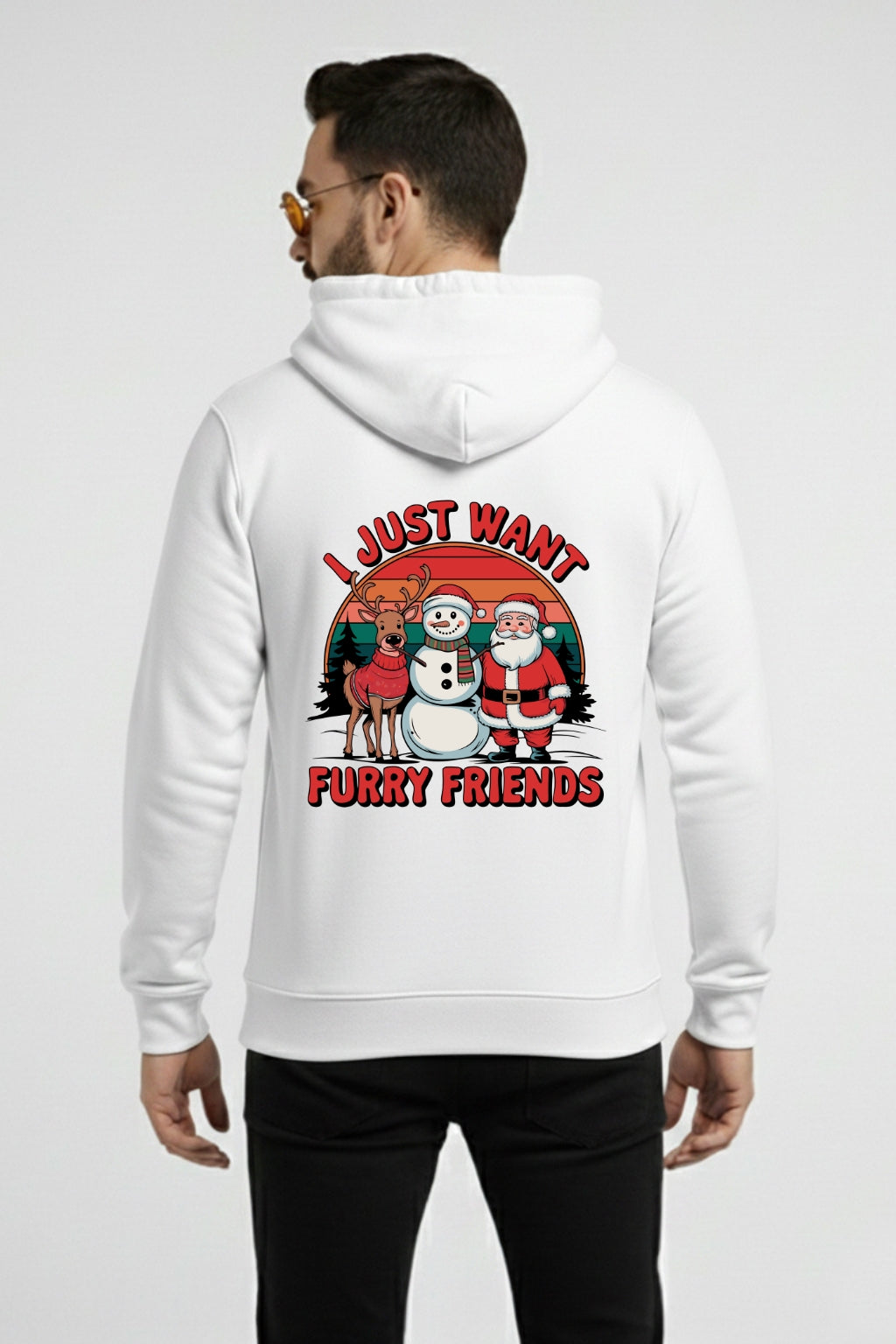 Men’s Christmas “I Just Want Furry Friends” Graphic Hoodie