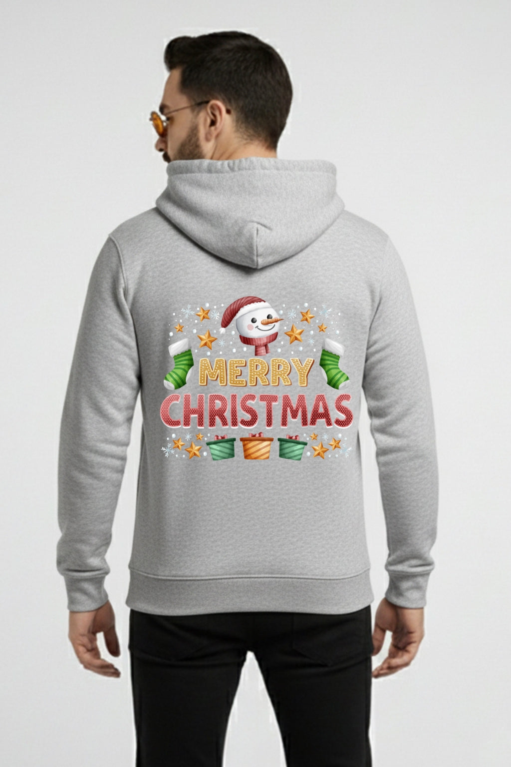 Men’s “Merry Christmas” Snowman Graphic Hoodie