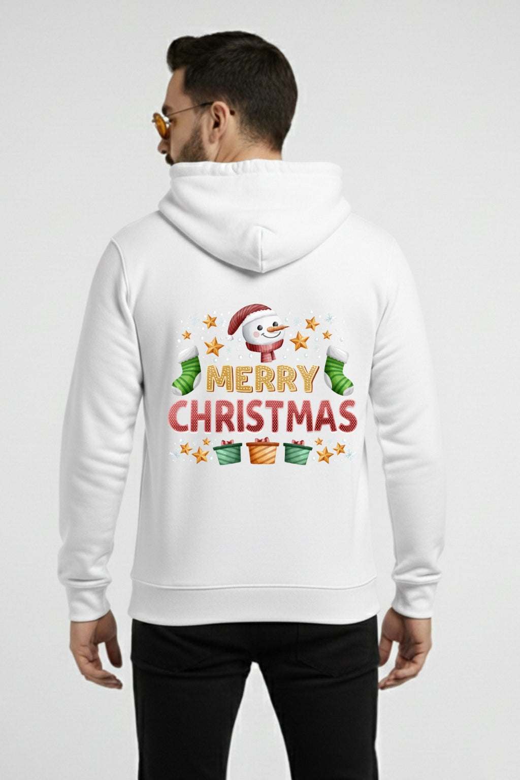 Men’s “Merry Christmas” Snowman Graphic Hoodie