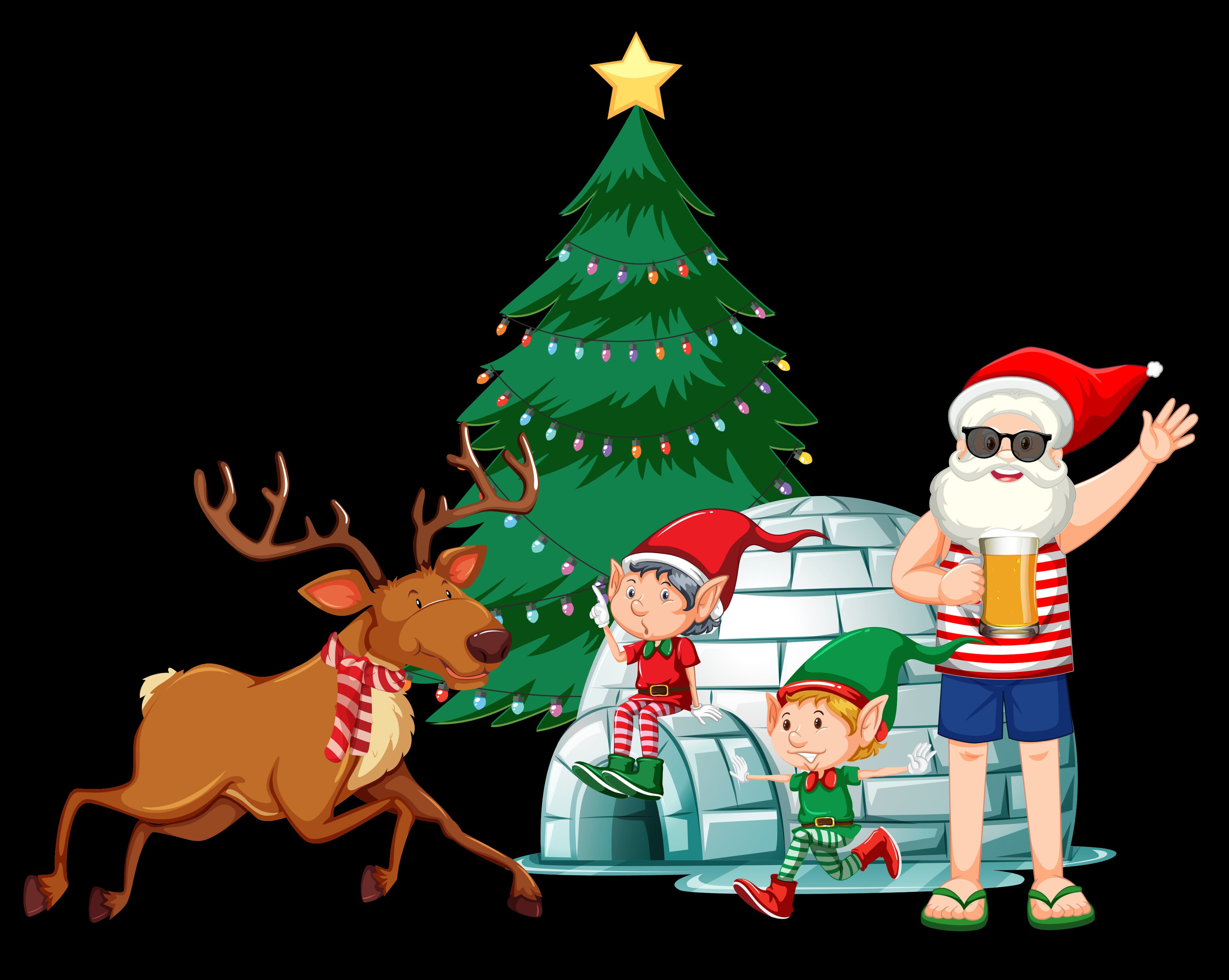 Men’s Christmas Graphic Hoodie – Santa & Reindeer Winter Holiday Print