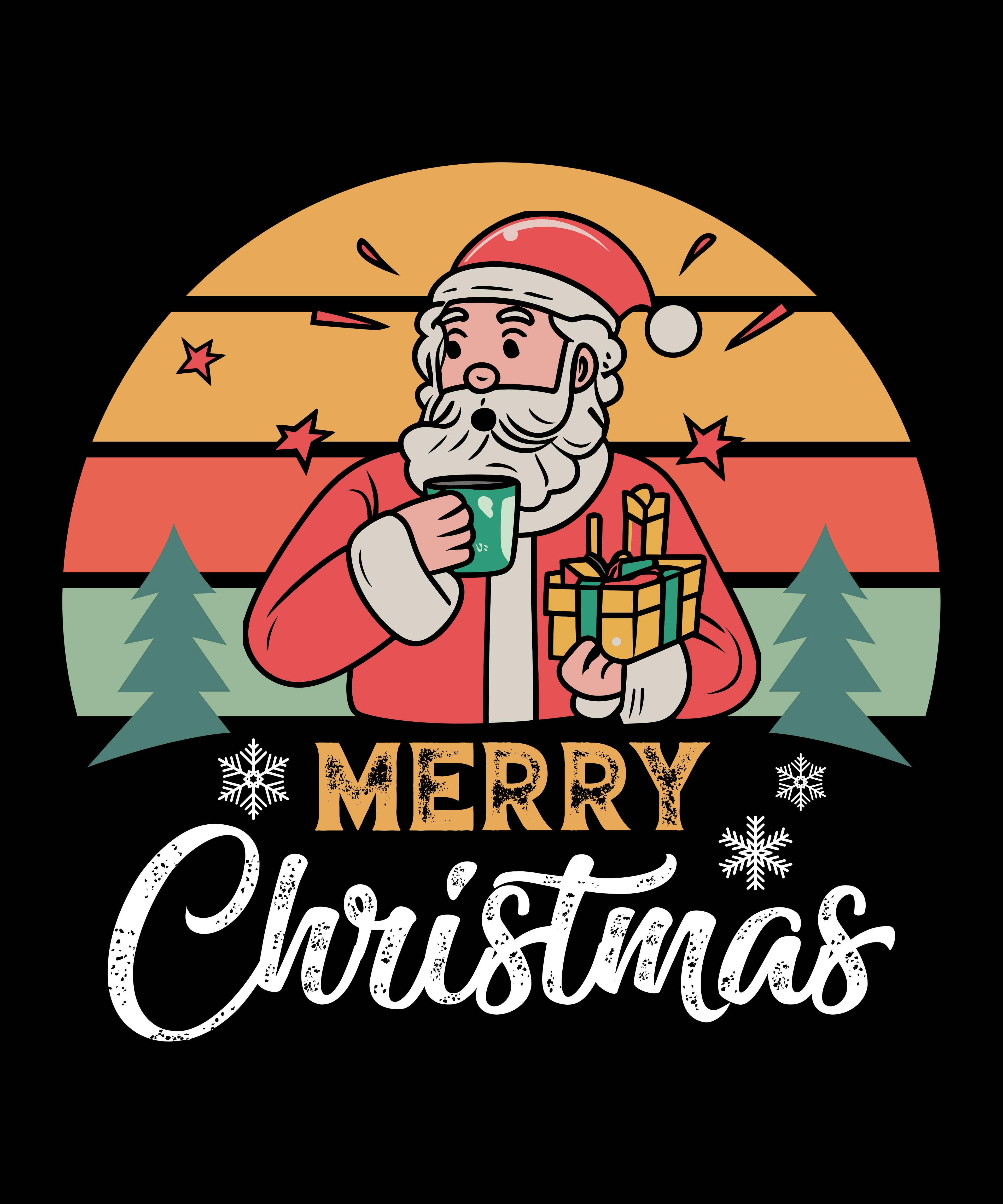 Men’s Christmas Hoodie – Retro Santa Merry Christmas Graphic Print